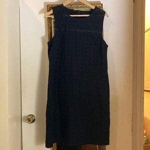 Navy eyelet sleeve dress